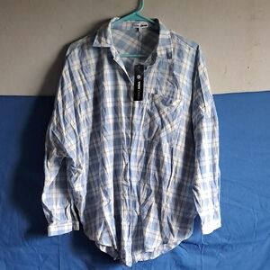 Casual Blue and White Button Down Shirt